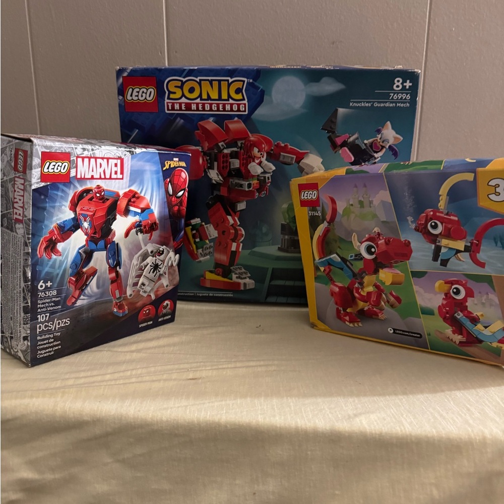 LEGO Marvel and Sonic Sets - Red, Blue, and Yellow